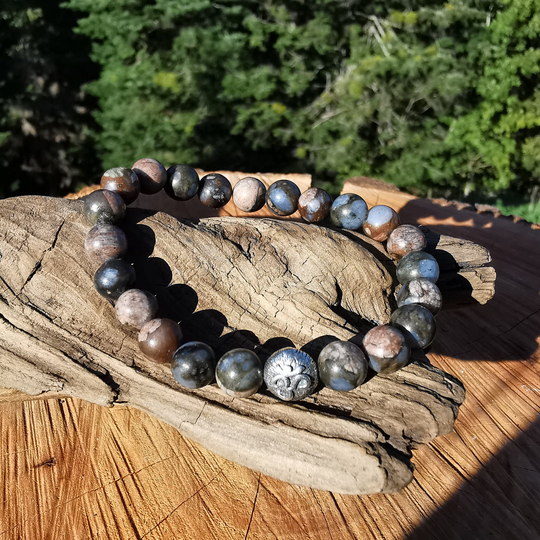 Edelstein Armband ZUVERSICHT Galaxy Rhyolith S925 OM 8mm
