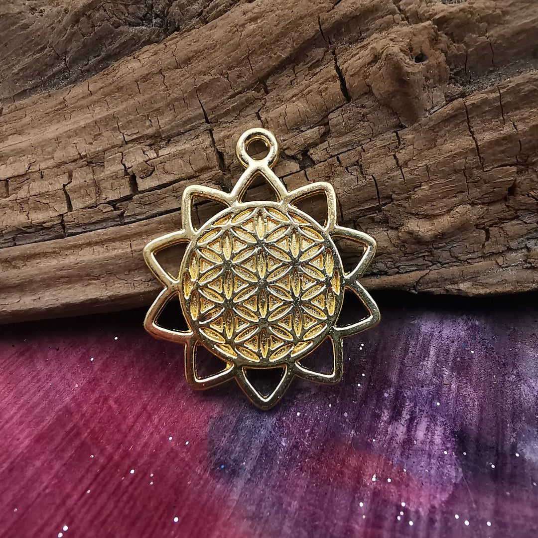 LEBENSBLUME mit Kranz Zinklegierung VERGOLDET 2.5cm