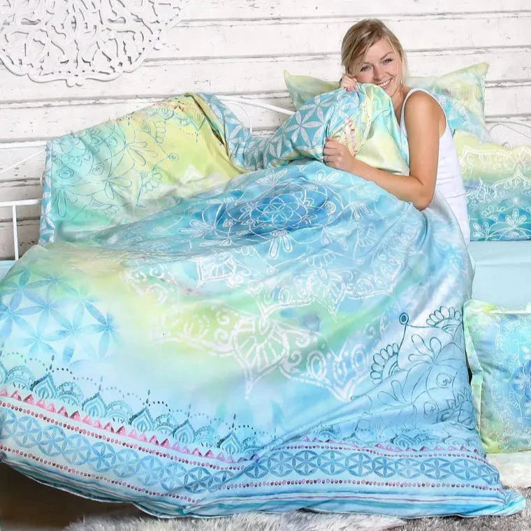 Bettbezug BLUE DREAM MIT ROSENQUARZ 160x210cm + 100x65cm
