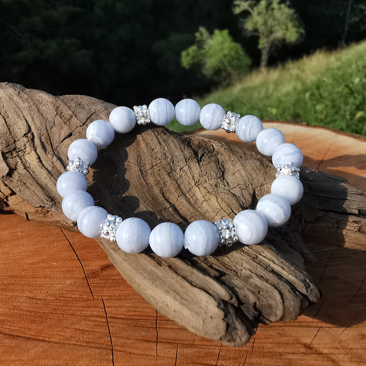 Edelstein Armband LEICHTIGKEIT Chalcedon blau 8mm