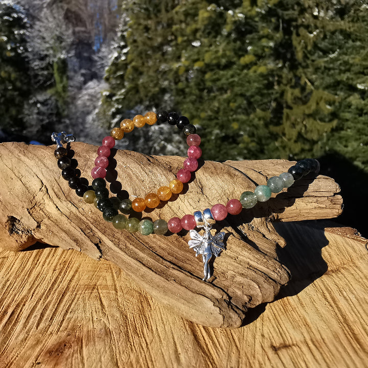 Edelsteinkette GOOD VIBES mit Turmalinen in Extraqualität S925 Elfe 5mm Kugeln