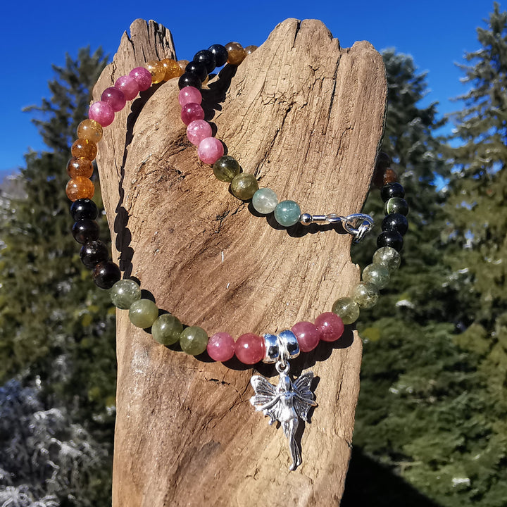 Edelsteinkette GOOD VIBES mit Turmalinen in Extraqualität S925 Elfe 5mm Kugeln