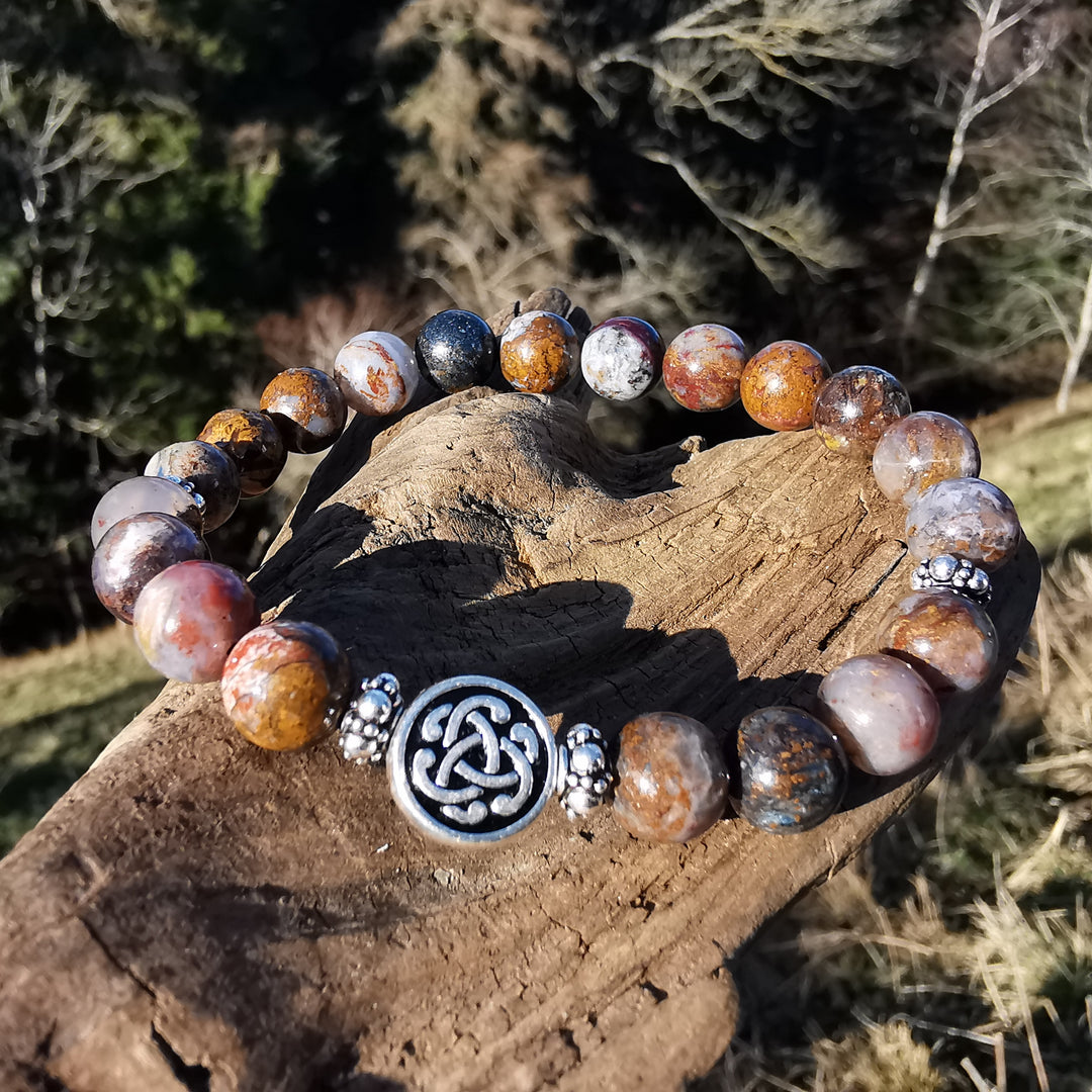 Edelstein Armband SPIRITUELLE VERBINDUNG Pietersit S925 keltischer Knoten 8mm