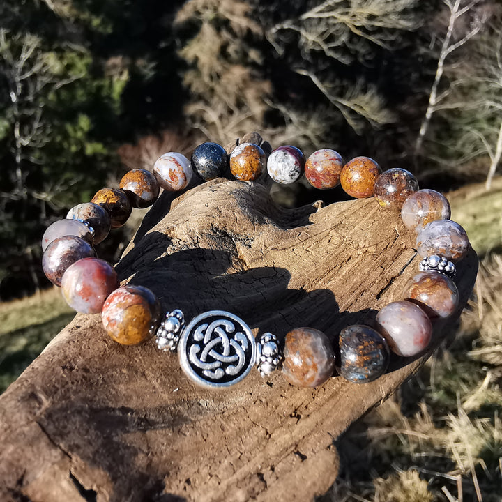 Edelstein Armband SPIRITUELLE VERBINDUNG Pietersit S925 keltischer Knoten 8mm